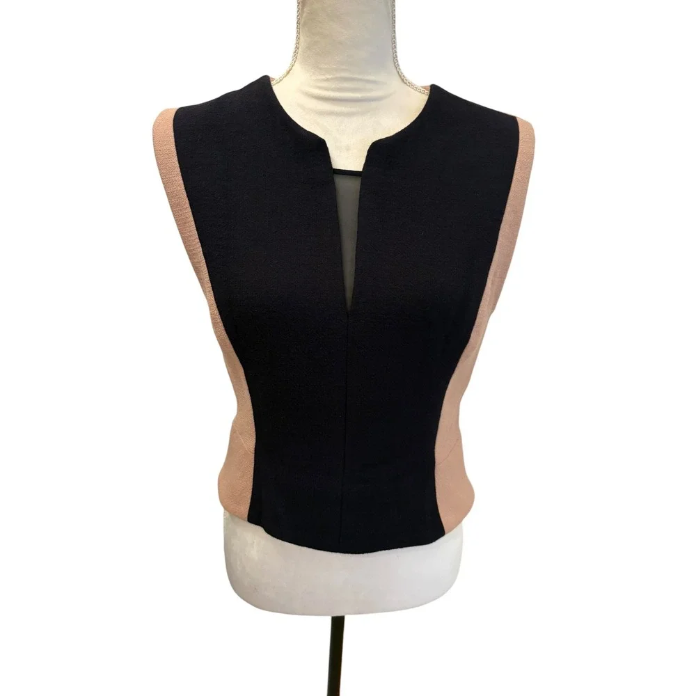 3.1 Phillip Lim Wool Blend Detachable Peplum Navy Dusty Rose Sheath Dress - 10